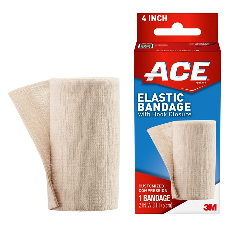 ACE Brand Elastic Bandage with Clips, Adjustable for Secure, Moderate Support, 4", One Size Fits Most - Image 1